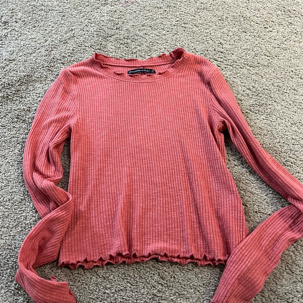 A&F Women's Ribbed Pink Top